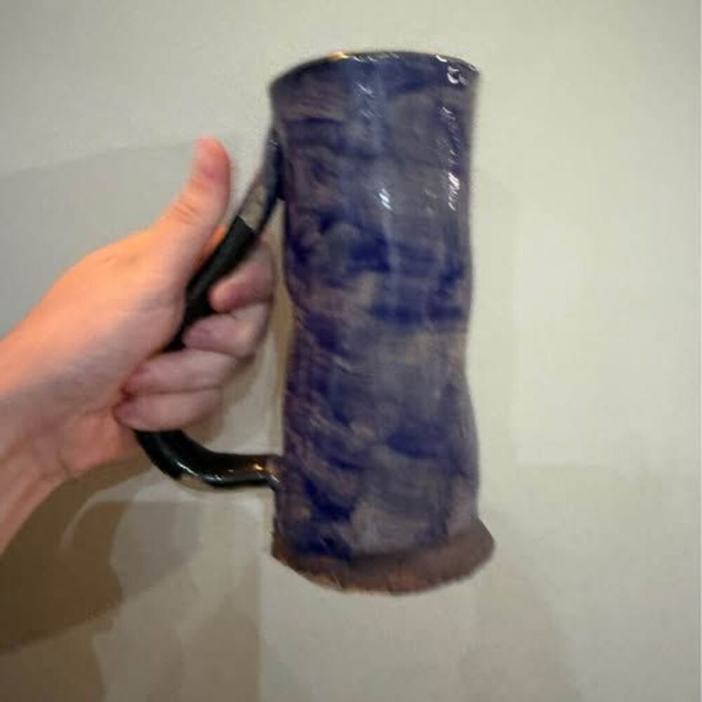 Handmade Blue Ceramic Stein display piece